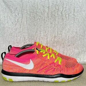 Nike Free TR Focus Flyknit Womens Orange Knit Running Sneakers Shoes SZ 9.5